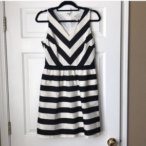 Loft sleeveless stripe fit and flare dress.